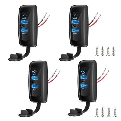 4PCS 72W 3 Charging Ports 12V RV USB Outlet Panel Wall Surface Mount - color: 4PCS
