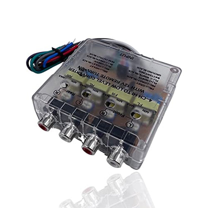 Audiotek 4 Channels Car Audio Hi Low High to Low Impedance RCA Line Converter for Car Receiver and Amplifier + Built-in Remote Turn-On, Ground Loop Isolator - at-HL5