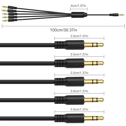 XMSJSIY 3.5mm TRS 1 to 5 Y Splitter Stereo Audio Extension Cable