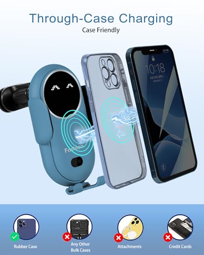 Wireless Car Charger, Phone Mount for Car Wireless Charger Smart Sensor Air Vent, Automatic Clamping Phone Holder Compatible with iPhone 14/13/12/11//XS/XR/8, Samsung S22/S21/S20/Note 20, etc Sea Blue - color: Sea blue