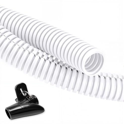 ZhiYo 20FT 1/2” Wire Loom Split Tubing Auto Wire Conduit Flexible Cover | High Temperature Heat Resistant -40F to 257F | Plastic Cover for Electrical Wires & Cables, White - color: White, size: 20FT 1/2"