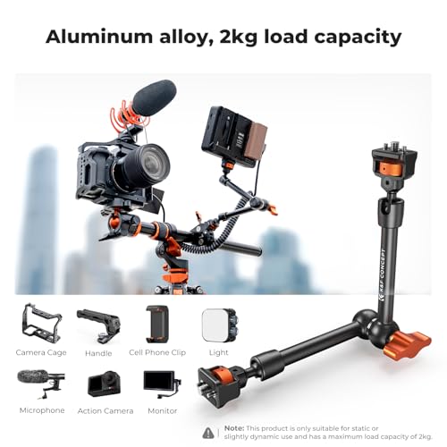 K&F CONCEPT 11" Magic Arm with ARRI 1/4" Screw 360° Ball Heads - size: 11 Inch (Arm Only)