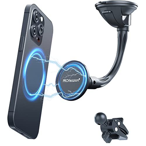 PROfezzion for MagSafe Car Windshield Mount Magnetic Holder, Suction Cup - style: Car Windshield, Dash or Vent