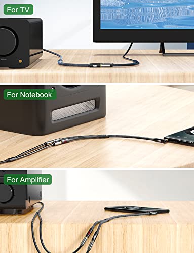EMK 3.5mm to RCA Stereo Audio Cable - Gold Plated, 90° Aux Male to 2RCA Female, 10ft/3M - Compatible with Smartphones, MP3, Tablets, Speakers, Home Theater - color: 90° 3.5mm Male to 2 RCA Female, size: 10 Ft/3M, style: 3.5mm to 2RCA