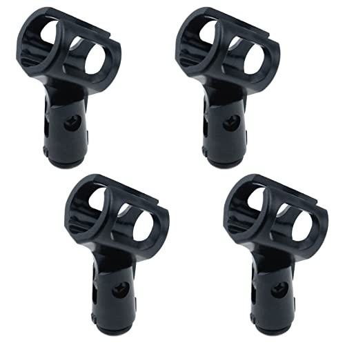 4Pcs Microphone Clip Rubber Flexible Mic Holder - style: Black, Square