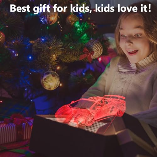 16 Colors Car Night Light, 3D LED Night Lamp for Boy, Remote Control - color: 16 Colors Car Night Light