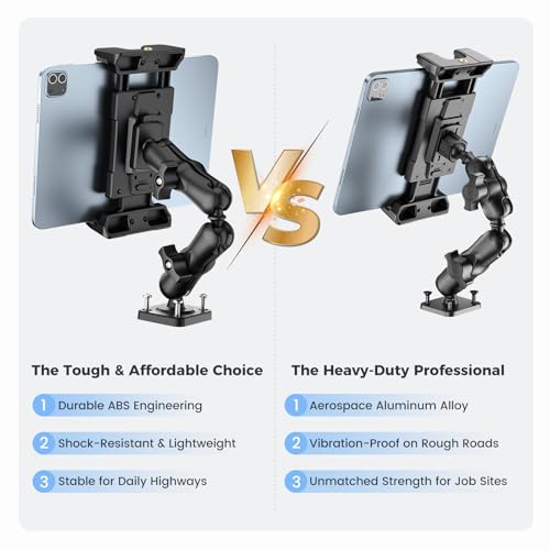 OHLPRO Tablet Mount for Truck - Heavy Duty Drill Base Tablet Holder for Car Dashboard, iPad Holder for All 5"-13" iPad Pro Samsung Galaxy Kindle fire Tablets and Car Wall etc. - 8-inch Arm - size: 8-inch Plastic Arm