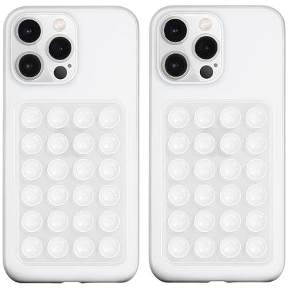 LvShuLiangPin Anteel 2 Pack Silicone Suction Phone Case Mount, Silicon Adhesive Phone Grip for Smartphones, Hands-Free Mirror Shower Phone Holder for Selfies, Tiktok Videos (Translucent) - color: Translucent