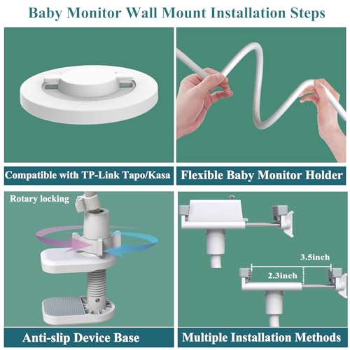 Baby Monitor Holder Mount Stand Compatible with TP-Link Tapo C200/C210/TC71/C210P2 /C220/ Kasa EC70/EC71/KC410S/KC110 Baby Cmaera Flexible Clip Clamp Mount Adjustable Baby Monitor Stand - size: 33.4" for TP-Link C200/C210/Kasa EC70 Camera