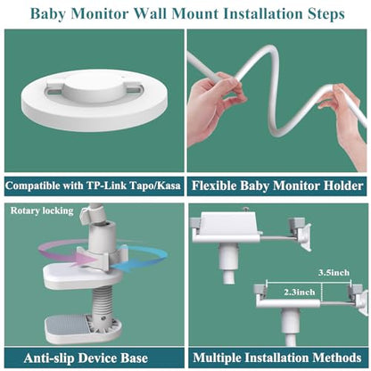 Baby Monitor Holder Mount Stand Compatible with TP-Link Tapo C200/C210/TC71/C210P2 /C220/ Kasa EC70/EC71/KC410S/KC110 Baby Cmaera Flexible Clip Clamp Mount Adjustable Baby Monitor Stand - size: 33.4" for TP-Link C200/C210/Kasa EC70 Camera