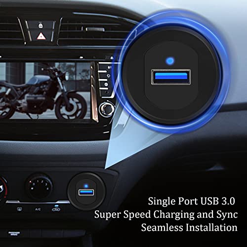 Single Port USB 3.0 Car Mount Flush Cable Male to Female with LED - style: Single Port 1ft