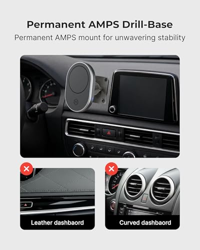 MagSafe 15W Fast Wireless Car Charger AMPS Plate Phone Mount - style: Magsafe Wireless Charger with Drill Base