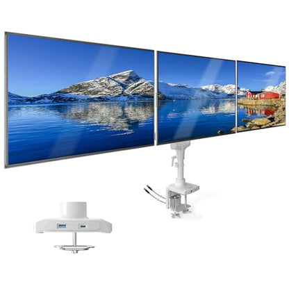 Mount-It! Triple Monitor Desk Mount, 13-27" Screens, White - color: White
