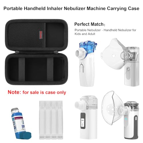 Elonbo Carrying Case Compatible with Portable Handheld Inhaler Nebulizer Machine for Adults and Kids, Asthma Inhaler/Handheld Atomizer Machine Hard Travel Bag, Mesh Pocket Fits Charging Cable, Black - color: Black