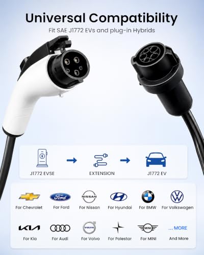 J1772 EV Extension Cable 50A 21FT, Level 2 - size: 50A_21FT