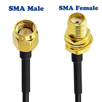 BINGFU SMA Male to SMA Female Bulkhead Mount RG174 Antenna Extension Cable 1m 3 feet 2-Pack Compatible with 4G LTE Router Gateway Modem Cellular SDR Dongle Receiver - color: 1m / 3 feet