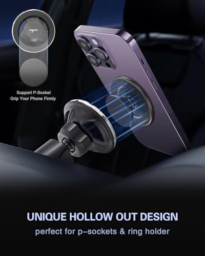 for Magsafe Vent Mount [Horizontal/Vertical]: Ultra Strong Magnetic Car Phone Holder, Circle Magnet Air Vent Stand for Mag Safe Phone Grip, iPhone 16 15 14 Pro Max Samsung Cellphone Case, Ring Holder - style: Vent Mount