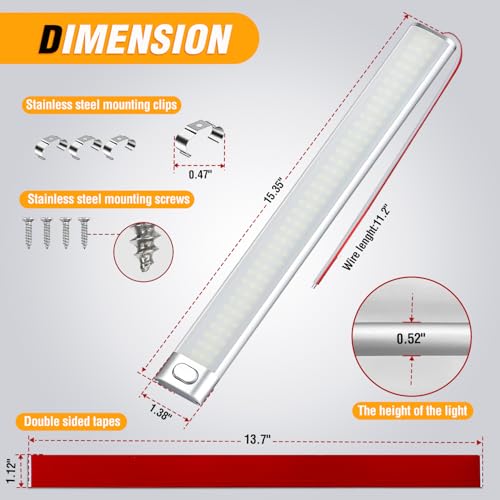 Nilight LED Interior Light Bar 4PCS 15.4 Inch Strip Lights - color: White Interior Lights-15.4" 4PCS