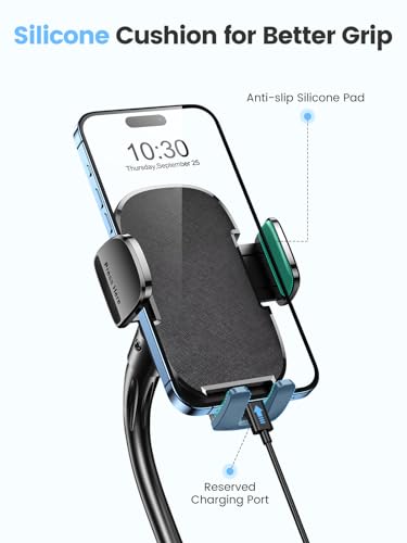 Car Phone Holder, Dual 360° Rotate Gooseneck Cup Holder Phone Mount for Car, Flexible Cell Phone Holder Car Compatible with iPhone 16 Pro Max/15/14/13/12/11, S25/S24/S23/S22, 4”-7” Phone