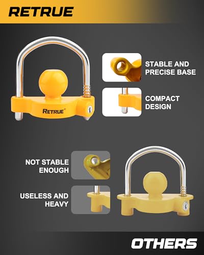 RETRUE Universal Coupler Lock Trailer Locks Ball Hitch Trailer Hitch Lock Adjustable Security Heavy-Duty Steel Fits 1-7/8 Inch, 2 Inch, 2-5/16 Inch Couplers, Yellow (Pack of 20) - color: Yellow, size: 20 Pack