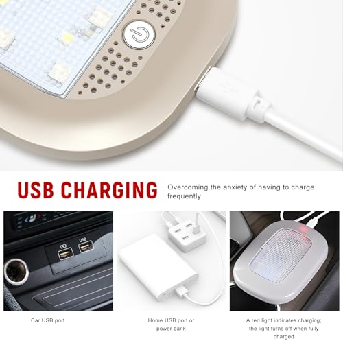 자동차 내부 천장 지붕 조명, 8가지 색상 USB 충전식 차량 돔 조명 18LED 램프, 버튼 스위치 포함, 자동차 트럭 RV 캠퍼용 범용 마그네틱 무선 돔 램프 (베이지) - color: 8가지 색상 라이트, 베이지