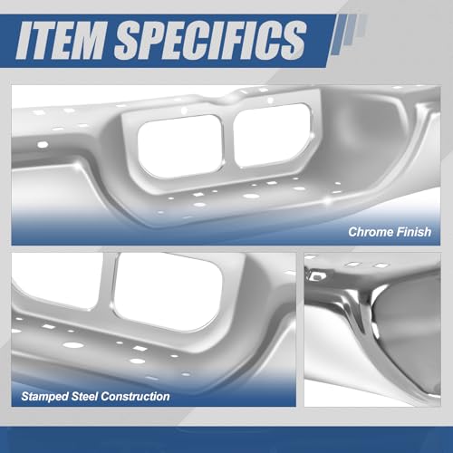 Auto Dynasty Rear Step Bumper Compatible with 2000-2006 Toyota Tundra, Non Parking Sensor Holes, Primered Chrome - color: Chrome Bumper Only