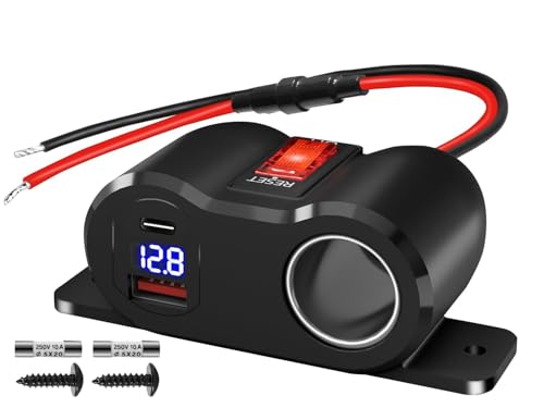120W QC3.0&PD3.0 Outlet Cigarette Lighter Socket Splitter 3*10A Fuse - color: Black Red, size: 1P