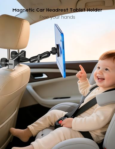OHLPRO Tablet Holder for Car Headrest,360°Adjustable Magnetic Tablet Mount for Car Backseat,Gifts Road Trip Essentials for Kids,Fits for 4.7-17" Device Like iPad Pro, Air, Mini, Galaxy, Fire - size: 4.7-17" Device