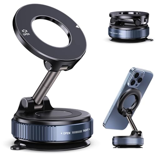 Jikasho Magnetic Phone Holder for Car, Suction Cup Phone Mount for Magsafe - color: Black