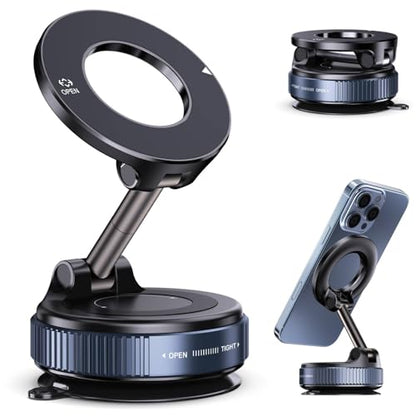 Jikasho Magnetic Phone Holder for Car, Suction Cup Phone Mount for Magsafe - color: Black