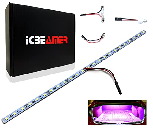 ICBEAMER 12" Purple 18SMD 2835 LED Strip Light Universal Fit Car Trunk Cargo Area or Interior Illumination - color: Purple