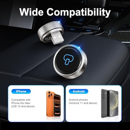 Wireless CarPlay & Android Auto Adapter, WiFi 6 & Bluetooth, 5-Second Auto Connect, Stable Plug-and-Play Dongle for Cars with Factory Wired CarPlay, Compatible with iOS 10+ and Android 11+ - color: Silver