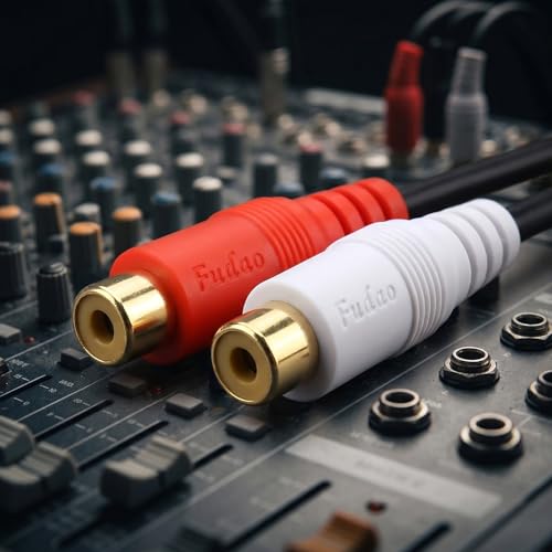JSJ RCA Splitter Cable Male to 2 Female, 8 Inch Gold Plated OFC Y Adapter - size: RCA M - 2 RCA F/0.5FT