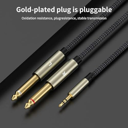 3.5mm Stereo Cable, Audio Cord, 10FT, 1/8 TRS to Dual 1/4 TS Mono, Y Splitter Cord Adapter Compatible with iPhone, PC, CD, Speaker, Home StereoSystem - size: 10 FT - 1pcak, style: 3.5mm (1/8") TRS to Dual 6.35mm (1/4") TS Mono