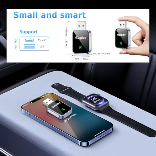 Wireless CarPlay Adapter for iPhone, Mini USB CarPlay Wireless Adapter for Factory Wired Apple CarPlay - size: Large