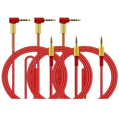 3.5mm to 3.5mm Male Audio Cable, 90 Degree Right Angle Compatible for Smartphones Tablets and Speakers [3 Pack] (Red)