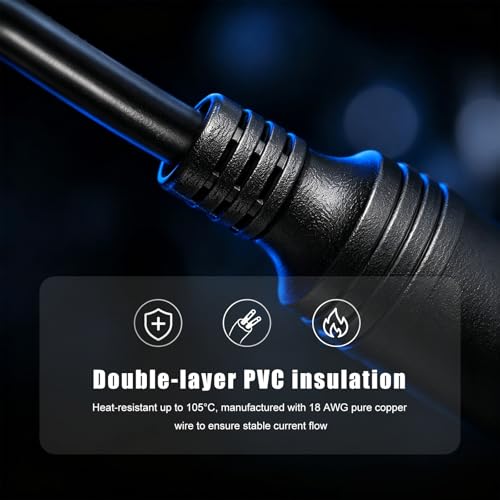 12V Car Cigarette Lighter Splitter, 1 to 2 Double Auto DC Power Supply Extension Cord with 10A Fuse, 18AWG Dual Cigarette Lighter Adapter for Cars Trucks SUVs Boats