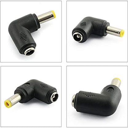 4pcs 90 Degree 5.52.1 Mm Male Jack to 5.52.5MM Female Plug Right Angle L Shaped DC Power Connector Adapter for Laptop - size: 5.5 x 2.5mm