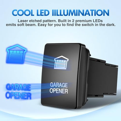 Nilight Garage Opener Push Button Switch w/Connector Wire Kit 1.28" x 0.87" - style: Garage Opener