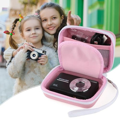 Digital Camera Case for AbergBest 21 Mega Pixels 2.7" LCD Rechargeable HD/Kodak Pixpro/Canon PowerShot ELPH 180/190/Sony DSCW800/DSCW830 Cameras, Travel Carrying Protective Case for Camera- Pink - color: Pink