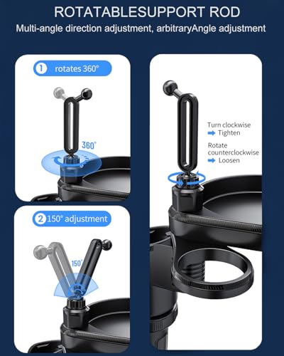 4-in-1 Upgrade Car Cup Holder Tray- Expandable Car Food Table Tray | Multifunctional Detachable Car Tray with Phone Holder | Adjustable Cup Holder for Car Road Trip Essentials