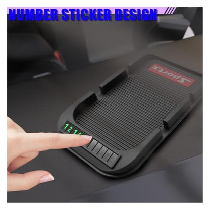 Car Dashboard Cell Phone Holder, Anti-Slip Double-Groove Car Dash Sticky Mat with Number Plate, Multifunctional Auto Interior Gripping Gel Pad Organizer for Navigation, Keys(Sport) - size: Sport