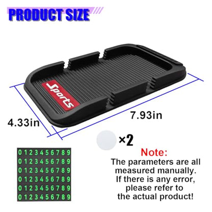 Car Dashboard Cell Phone Holder, Anti-Slip Double-Groove Car Dash Sticky Mat with Number Plate, Multifunctional Auto Interior Gripping Gel Pad Organizer for Navigation, Keys(Sport) - size: Sport