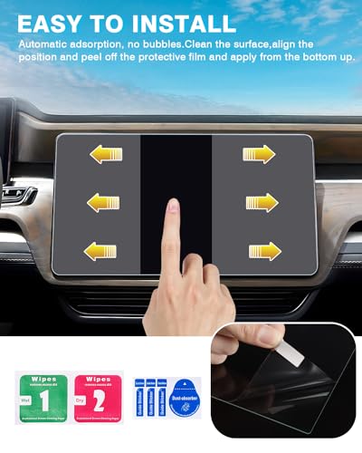 [Upgrade] 3 Pack Screen Protector for Rivian R1T R1S 2022 2023 2024 2025 2026 15.6'' Navigation, 12.3'' Digital, 6.5'' Rear Console Touch Screen for Touchscreen Tempered Glass Ultra Clear Car Radio Screen Protector Rivian Accessories - size: 2022-2025 Riv