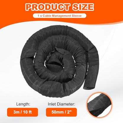 MECCANIXITY Braided Wire Loom, 10ft(3 m) - 2"(50mm) Wire Split Braided Cable Management Sleeve Automotive Woven Mesh Split Loom Tubing for Multi-Cable Management, Black - color: Black, size: 10ft(3 m) - 2"(50mm)