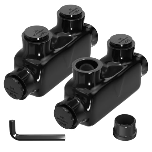 Joinfworld Insulated Inline Splice Connector 500MCM-4 AWG Aluminum to Copper Wire Connectors Insulated Wire Connector with 5/16" Slotted Allen Hex - 6 Pack - size: 500MCM-4 AWG
