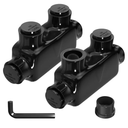 Joinfworld Insulated Inline Splice Connector 500MCM-4 AWG Aluminum to Copper Wire Connectors Insulated Wire Connector with 5/16" Slotted Allen Hex - 6 Pack - size: 500MCM-4 AWG