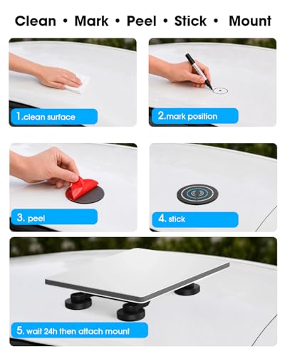 5-Pack Adhesive Magnetic Mount Plates for Starlink Mini & Gen 3 Magnetic Mounts, Magnetic Base Pads for Car Truck SUV Aluminum/Glass Cab Roof, Peel-and-Stick Non-Magnetic Roof Mounting Helper