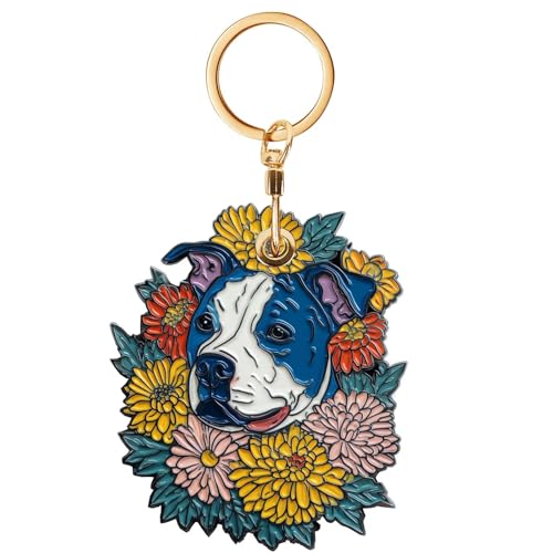 American Pit Bull Terrier Leather Keychain Case Holder,GPS Tacker With Keychain Ring,Access Card Scratch-Resistant,Finders Accessories For Pets, Luggage, Wallet, Backpacks - color: American Pit Bull Terrier