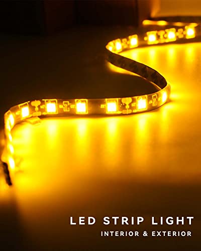 Keiurot 12V Led Light Strip for Cars 24Inch Connectable & Waterproof, 4Pack - color: Yellow Led Strip 24" Connectable